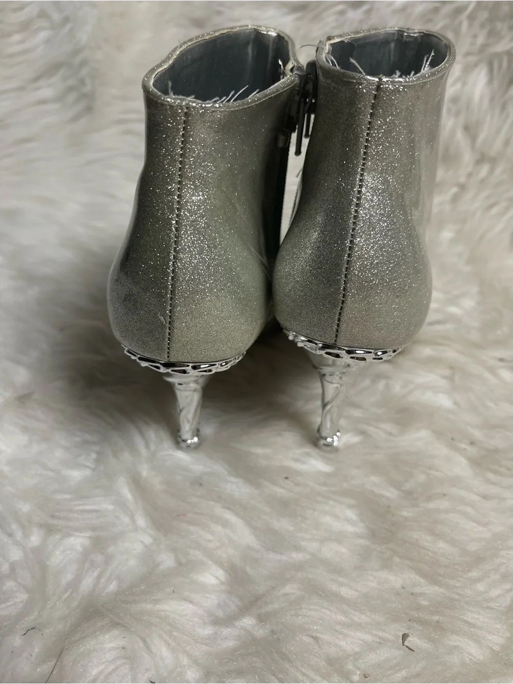 Baby Phat Silver Glitter Pointed Ankle Booties - Picture 5 of 10